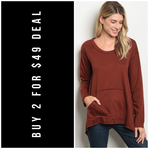 January Summer Tops - EARTH HIGH LOW SWEATSHIRT